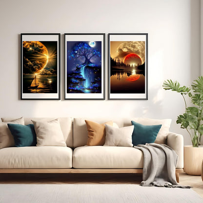 12 Pack Diamond Art Kits for Adults, Sunset Landscape 5D Diamond Painting for Adult Beginners,DIY Full Drill Round Gem Painting Dot Art Sets,Home Wall Decor 9.8x13.8 Inch