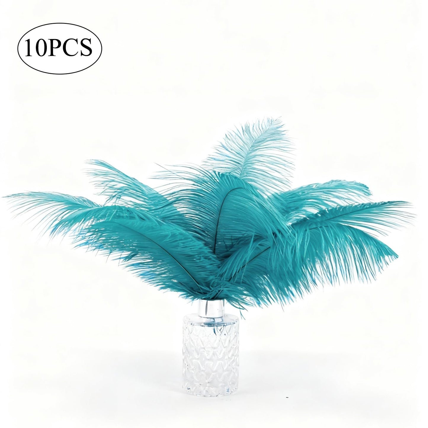 Ostrich Feathers 14-16 inch(35-40cm) Natural Bulk 10pcs Peacock Blue Feathers for Crafting Vase Wedding Party Home Christmas Day Decoration (Peacock Blue, 14-16 inch)