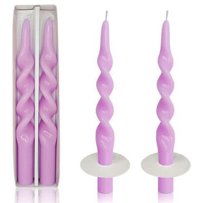 Spiral Taper Candle Tall Twisted Candlesticks -10 INCH Purple Candle Sticks Long Tapered Candle Unscented Candles with Candle Drip Tray for Holiday Wedding Party Home Decoration