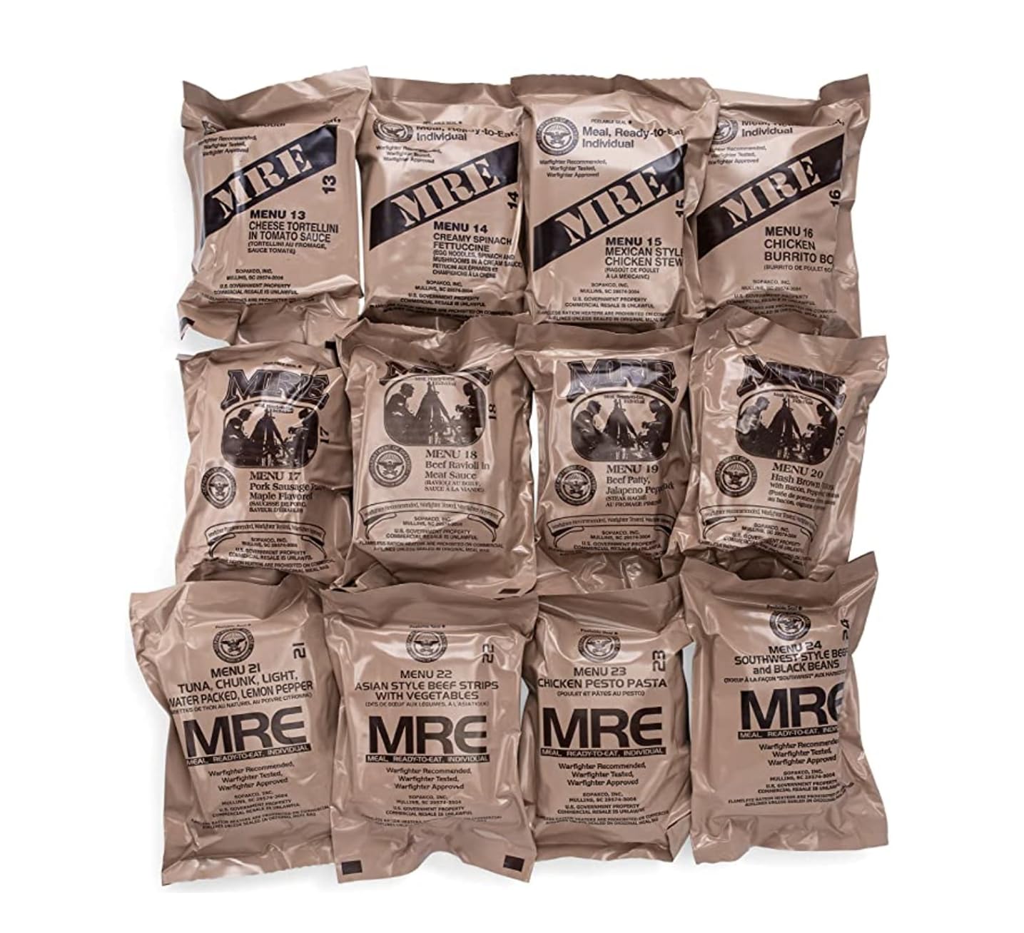Wornick Sopacko, Ameriqual MRE Meals Ready to Eat Inspection 2024, 2025 or Better, Emergency Food Supply, Survival Camping Outdoor 12 Pack(A & B Case Bundle, 2, Count)