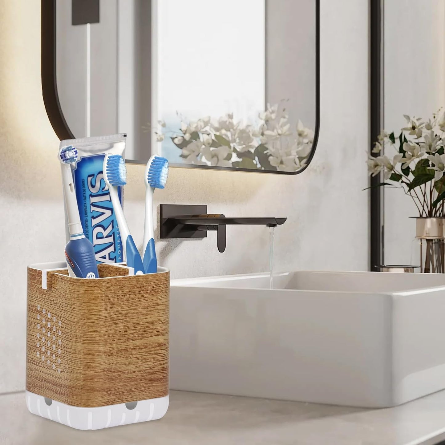 Boperzi Toothbrush Holders for Bathrooms, Detachable Anti-Slip Organizer for Kids, Toothpaste Holder Caddy