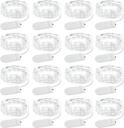16 Pack IP68 7ft Olafus Fairy Lights Battery Operated, Waterproof Mini String Light, Small LED Bottle Light for Wedding