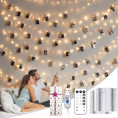 BRYUBR 40Ft 120LED 50 8 Teen Girl Gifts Trendy Stuff: Aesthetic Hanging Picture Fairy Lights with Clips - Modes