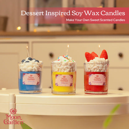 Moon Garden Candle Making Kit, Dessert Theme DIY Candle Kit for Adults, Fragrence Oils, Soy Wax Whip Cream and Toppings, The Complete Craft Set - Gift for All Loved Ones