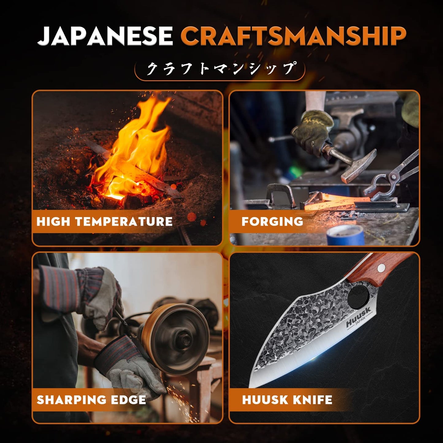 Huusk Hand Forged Meat Cleaver - Butcher Knife for Meat Cutting, Japanese Kitchen Viking Knife with Sheath, Cooking Knives for Kitchen and Outdoor Camping, Thanksgiving Christmas Gifts