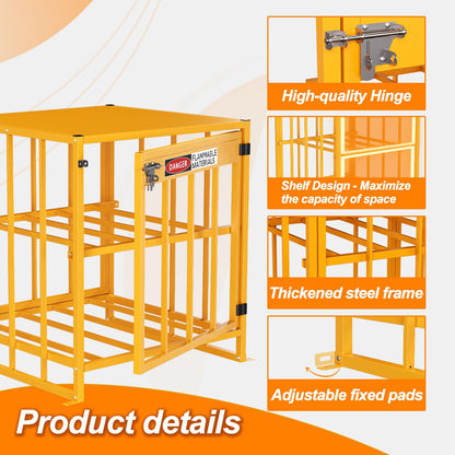 PURRPAXZ Propane Tank Storage Box - 31"x30"x35", Heavy-Duty Cylinder Storage Cabinet with Yellow Powder Coated, 176LB Load Capacity, Propane Storage with Lock & Keys (Fits 3,5,11,20,30lb Tanks)