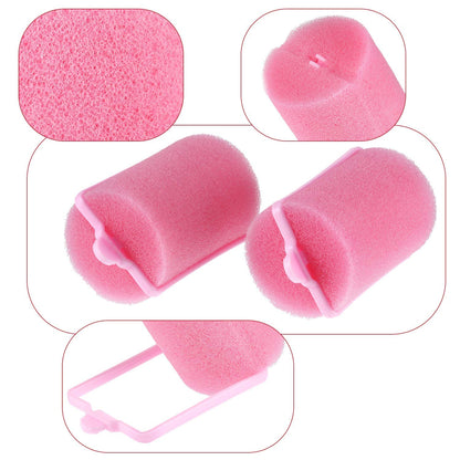 Geyoga 18 Pieces Sponge Hair Rollers Large Soft Foam Hair Styling Curlers Large Size Hairdressing Curlers for Women(Pink,1.6 x 2.8 Inches)