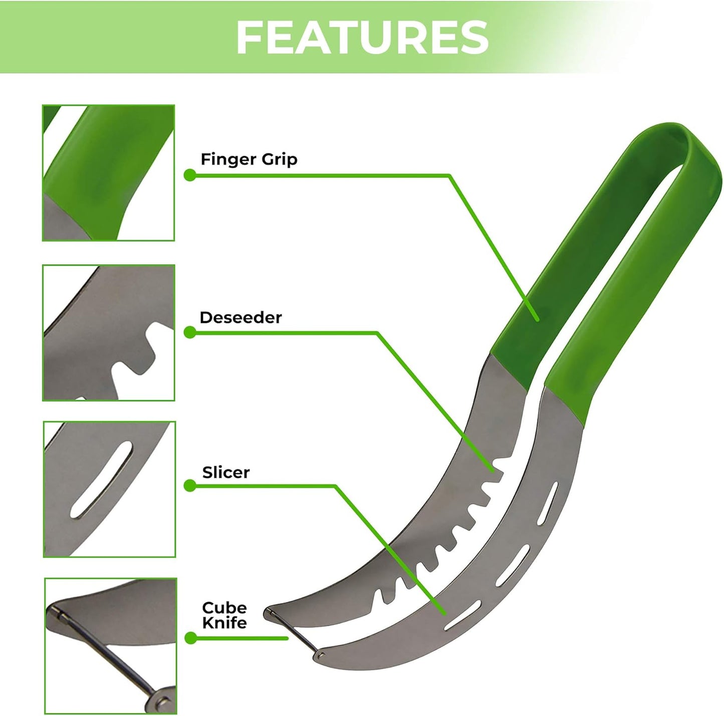 Watermelon Slicer – Premium Cutter Kitchen Tool with Ultra-Sharp Stainless Steel Blade and Ergonomic Handle