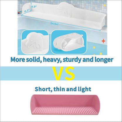 Nelebe Rhh 3FT Dolphin Pattern Bathtub Splash Guard Play Shelf for the Wide &Straight Bathtub Edge Toy Tray Caddy