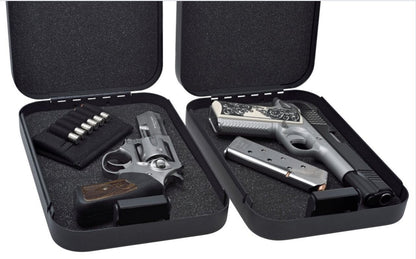 SnapSafe Portable Lock Box for Guns and Valuables, 2 Pack - Includes 2 Lock Boxes (Keyed Alike), 4 Keys, Patented Security Cable - An Ideal Car Gun Safe, TSA Gun Case - XL, Black, 10 x 7 x 2 Inches
