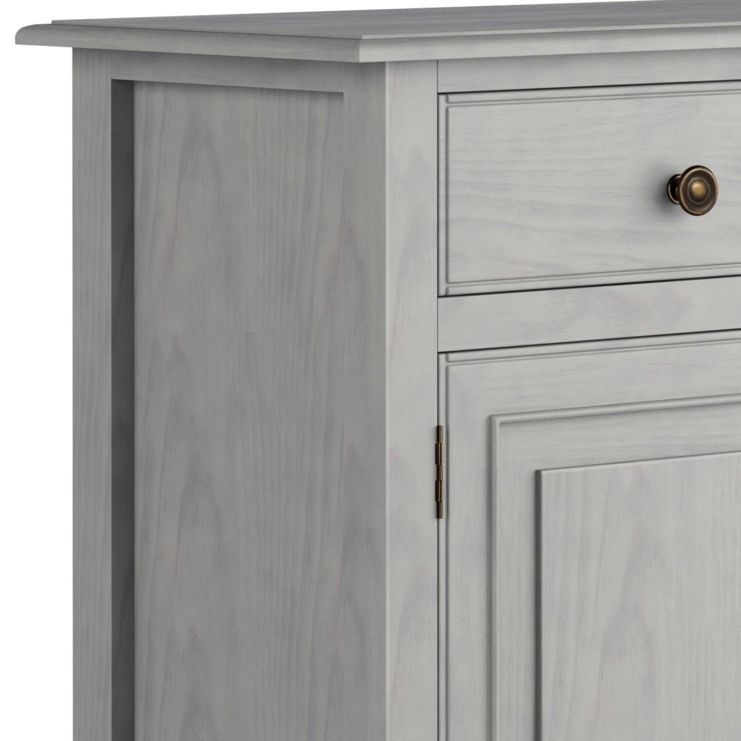SIMPLIHOME Connaught 40-inch Wide Solid Wood Storage Cabinet in Fog Grey for Entryway, Living Room, Organizer for Hats, Gloves, Shoes, Keys, Slim Design, Traditional Style