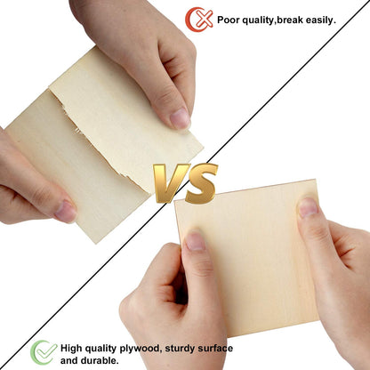 Blisstime 50PCS 4x4 Inch Wood Squares Unfinished Square Wood Pieces for Crafts,Painting, Writing, DIY Supplies, Engraving and Carving, Home Decorations (4x4 Inch 50Pcs)