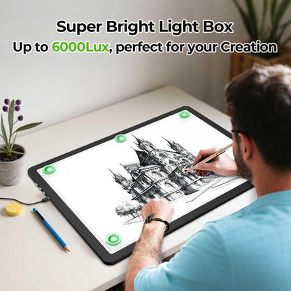 Zocelight A3 Diamond Art Light Board, 16.77×13.35inchs Light Pad,6000 Lux Super Bright Light Box for Tracing,Side Button Design,Magnet Light Table for Diamond Painting,Sketching,Weeding Vinyl(Black)