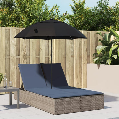 Molumvel Double Sun Lounger with Cushions and Canopy, Adjustable Patio Daybed, Weather-Resistant Poly Rattan Garden Lounge Bed for Backyard Poolside, Gray