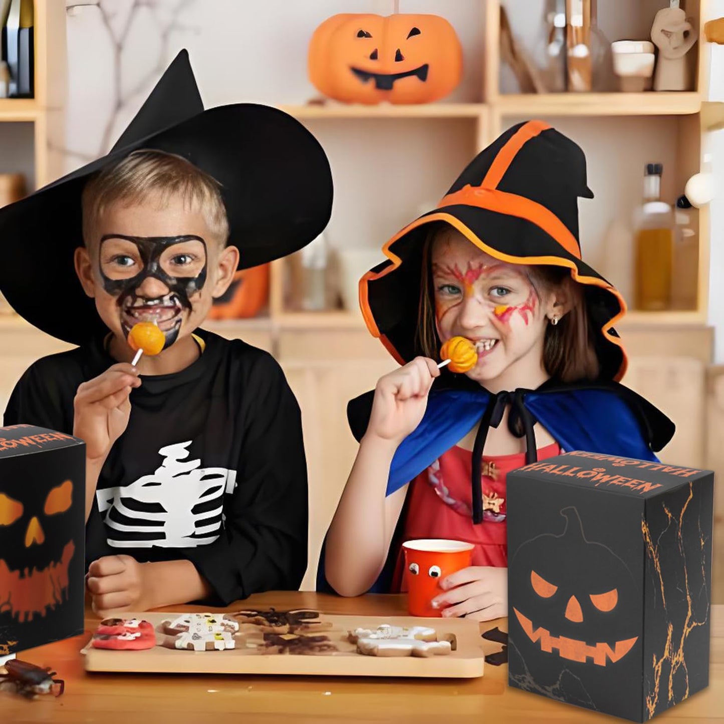 APLUSWER 20 Pcs Halloween Treat Boxes Bakery Boxes of Skeletons and Pumpkins, Halloween Containers Large Cookie Candy Boxes For Party Favors, Trick or Treat Boxes for Holiday Birthday Decor Gifts