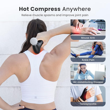 RENPHO Mini Massage Gun with Heat, Portable Percussion Handheld Muscle Massager, Compact Size for On-The-Go, Gifts for Men and Women