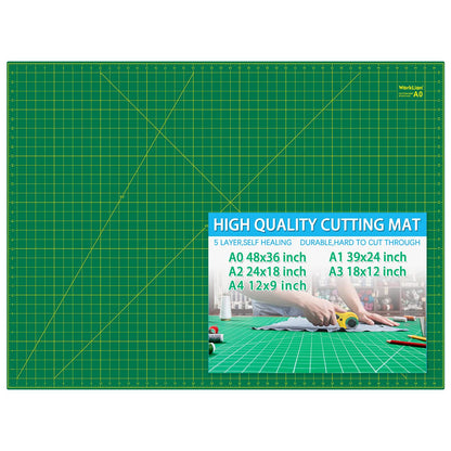 WorkLion 36" x 48" Self Healing Cutting Mat: Double sided 5-Ply Non-Slip - Professional for Scrapbooking & Quilting & Sewing & Arts & Crafts Project (Green)…