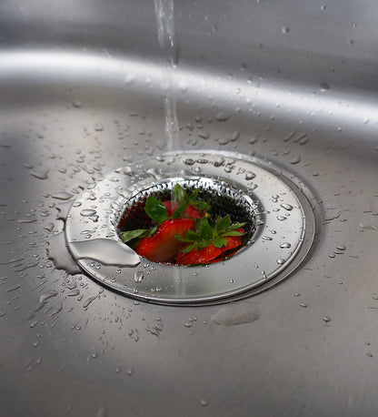 RSVP International Endurance® Stainless Steel Large Sink Strainer, 4.5" | Traps Food Scraps | Polished Finish with Precision Pierced Holes | Dishwasher Safe