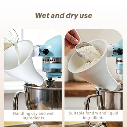 2PCS Flour Funnel for Kitchen Aid Mixer, 2026 New Plastic Funnel with Easy-Pour Attachment Fits Tilt-Head 4.5–5 Qt (KSM150), No Mess Baking Tool for Flour, Sugar, and Egg Liquid