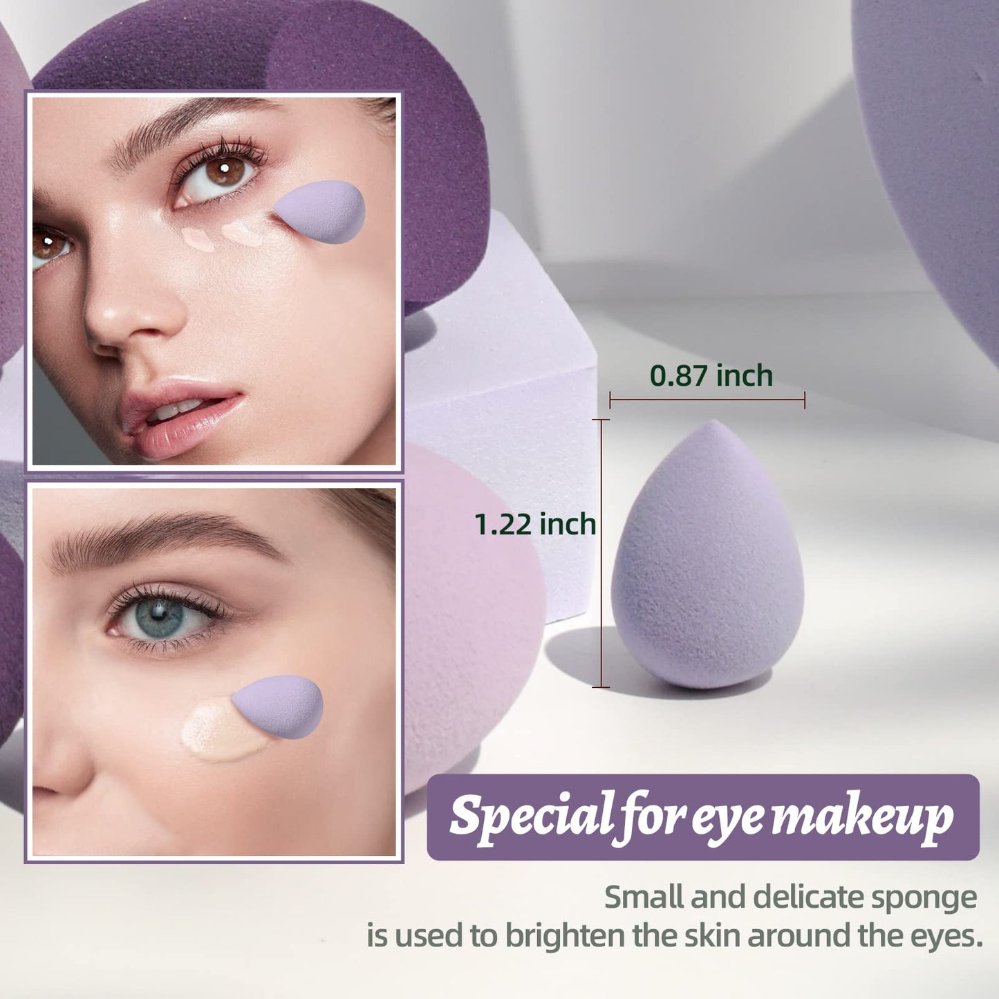 Makeup Sponge Set BS-MALL with Storage Case 7 Pcs for Liquid, Cream, and Powder,SAVE Foundation with 1 Mini Makeup Sponge For Travel Daily Use (A-Pink）