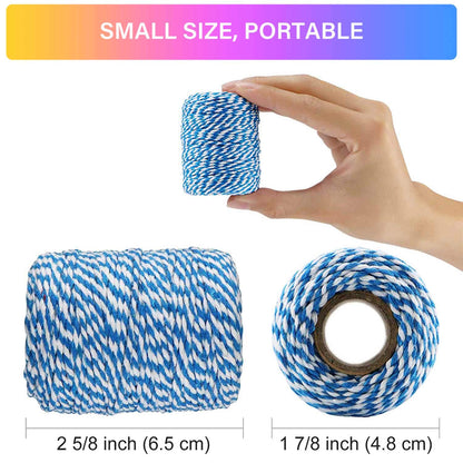 HULISEN Colorful Bakers Twine, 15 Rolls 2mm 3 Strands Cotton String for Cooking, Artworks, DIY Crafts, Plant Hanger and Embellishments, Festive Twine for Gift Wrapping (Each 164 Feet)