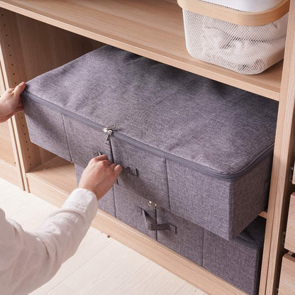 Underbed Storage Boxes for Bedding, Garment, Duvets, Blankets, Shoes, Folding Fabric Rigid Bins with Zip Lid, Washable