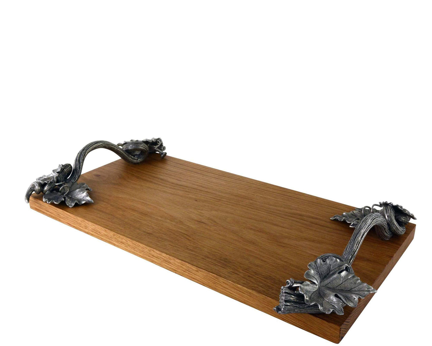 Vagabond House Pewter Autumn Vine Cheese Board Charcuterie Wood/Bar Board Acacia Hard Wood 10 inch Wide x 18 inch Long x 3 inch Tall
