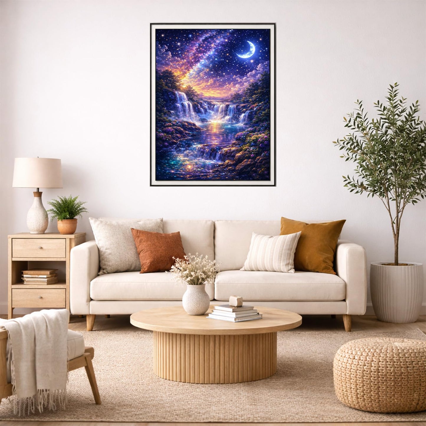 IOHEFY Diamond Painting Kits for Adults 12x16 Inch Starry Night Waterfall Galaxy Fantasy Full Drill Acrylic Rhinestone DIY Art Moon Mystical Landscape Women Beginner Wall Decor Birthday Gift