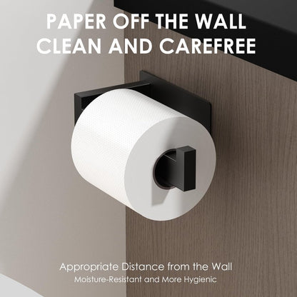 Auxmir Adhesive Toilet Paper Holder, No Drilling Toilet Roll Holder Wall Mount, Premium Thicken SUS304 Stainless Steel, Rustproof Toilet Tissue Holder for Bathroom Kitchen Washroom RV, Black(2 Pack)