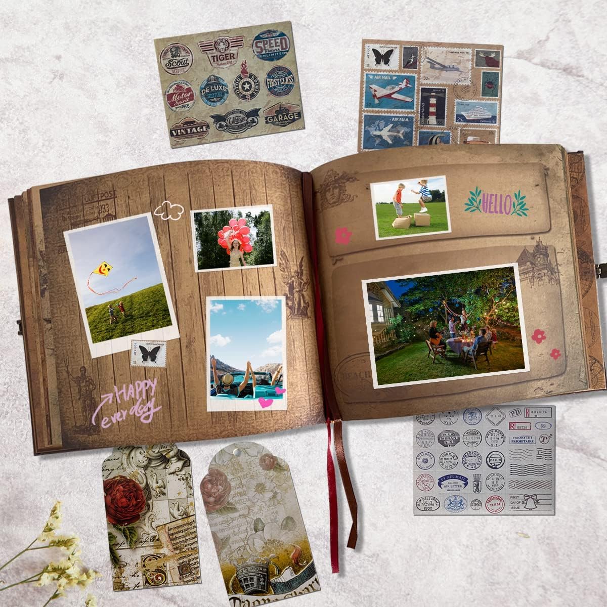 Our Adventure Book 146-Page DIY Handmade Scrapbook, Embossed Leather Cover - Ideal for Memories, Anniversary, Wedding, and Best Friend Gift - Inspired by the 'Up' Saga(Ball - Our Adventure Book)