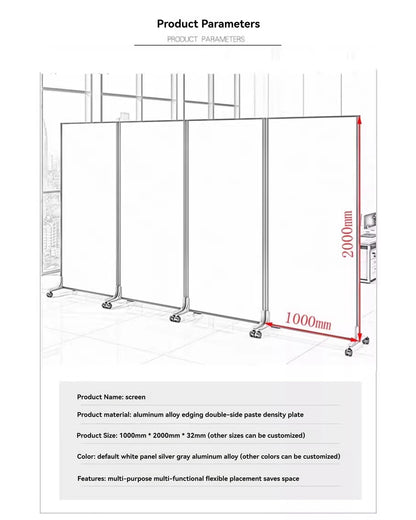 OUOQNUE Foldable Office Partition Divider with Wheels, Movable Privacy Screen Panel, Portable Room Divider Wall, Modular Workspace Separator for Office, Conference Home and Hospital White+Gray 10 Pcs