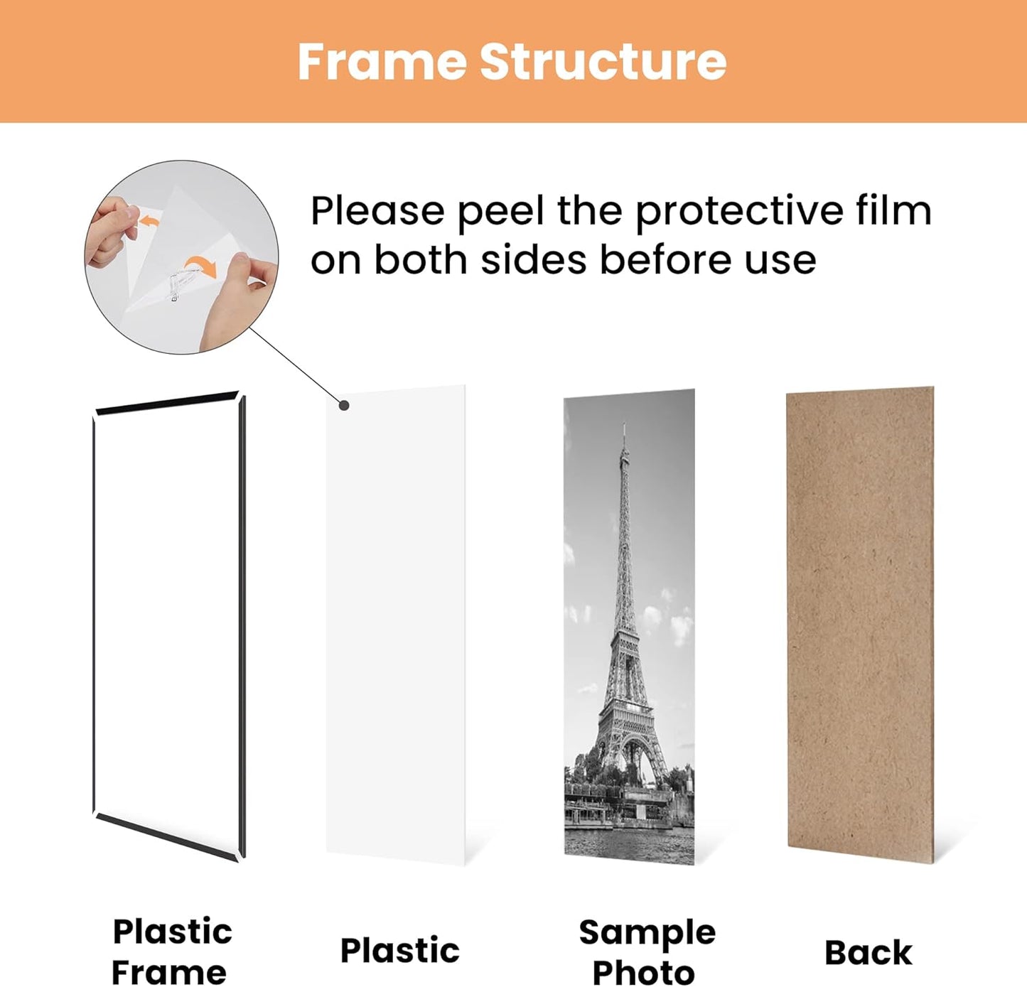 Upsimples 12x16 Picture Frame - Scratch-Proof Black Poster Frames for Photo Gallery | 3 Pack, Slide-In Strips
