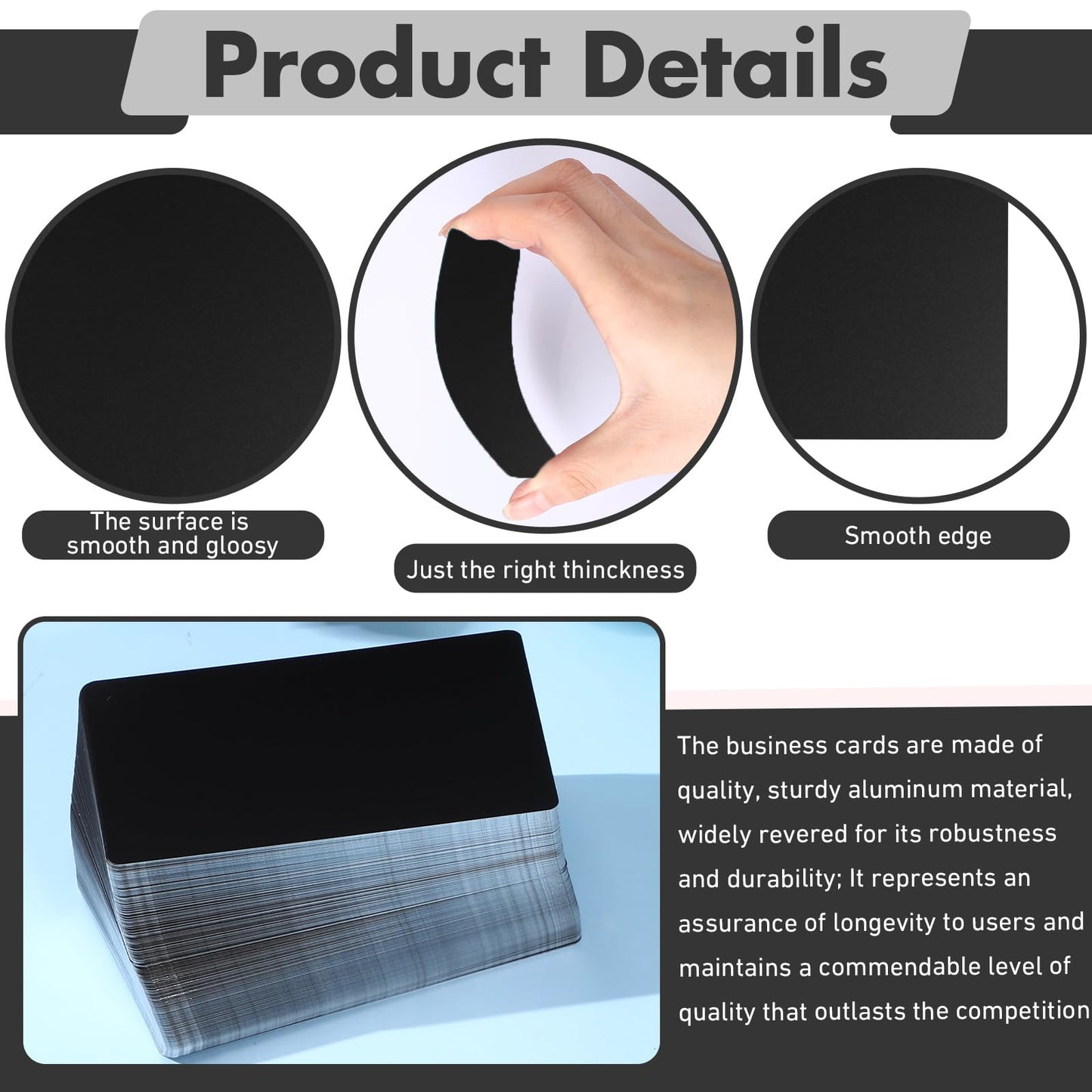 Zonon 200 Pack Engraving Aluminum Plates for CNC Engraver Laser Crafting Multipurpose Metal Metal Business Cards Sheets Engraving DIY Gift Cards 86 x 54 x 0.21 mm(Black Matte)