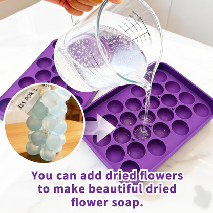 DIY Soap Making Kit, Silicone Grape Soap Mold with Cotton Rope, Dried Flowers & Tweezers, Exquisite Mold for Handmade Grape Soap Making Gift & Home Decor