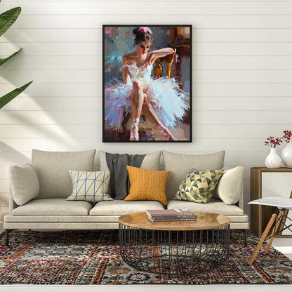 PUAGEMTI Diamond Painting Kits for Adults The Ballerina in The Chair Ballet 5D DIY Diamond Art Kits Full Drill Diamond for Gift Wall Decor and Relaxation Gem Arts 12x16 inch