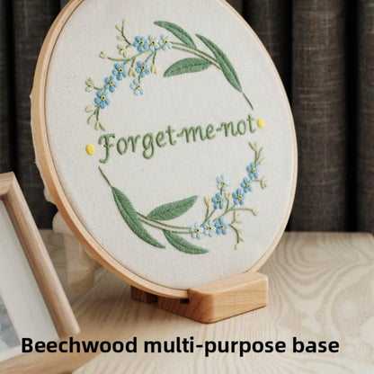 QIZUOLIFE Wooden Embroidery Hoop Stand Display Frame & Phone Holder for 7-10 Inch Hoops (3-Pack) Natural Wood Craftsmanship, 2-Tier Groove Design, Versatile Display and Home Decor