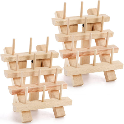 Tosnail 2 Pack 12 Spools Wooden Thread Holder, Small Thread Racks, Organizer for Sewing, Braiding and Embroidery