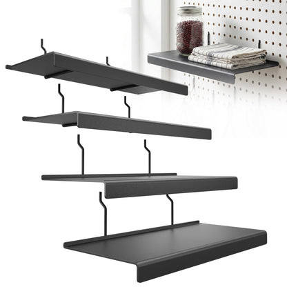 JUGGHOME 4 Pack Pegboard Shelves,10x4.3 Inch Metal Peg Board Shelving,Pegboard Accessories for Storing or Displaying,Pegboard Shelf Brackets for Retail Display Shelves,Garage Organizer,Home Storage