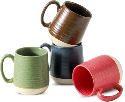 15 Set 4 Set Hasense Ounce Porcelain Coffee Mugs of with Large Handle Perfect for Coffee, Tea, Milk, Chocolate
