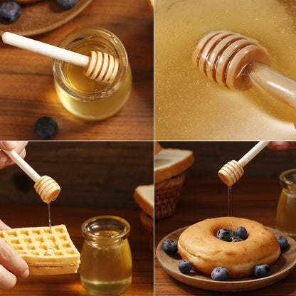 25 Pcs Mini Wooden Honey Sticks Dipper, 3 Inch Honey Spoons for Dispensing Honey