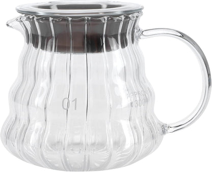 Fdit High Borosilicate Glass Coffee Pot, Exquisite Kettle with Rubber Cover, Coffee Maker for Home, Hotel, Office (1#)