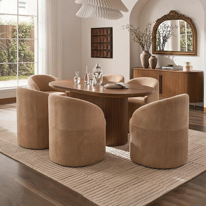 Barrel Accent Chair, Modern Chenille Reading Chair with Ergonomic Curved Back, Round Supportive Armchair for Living Room, Bedroom, Reading Corner & Office, No Assembly Required, Camel
