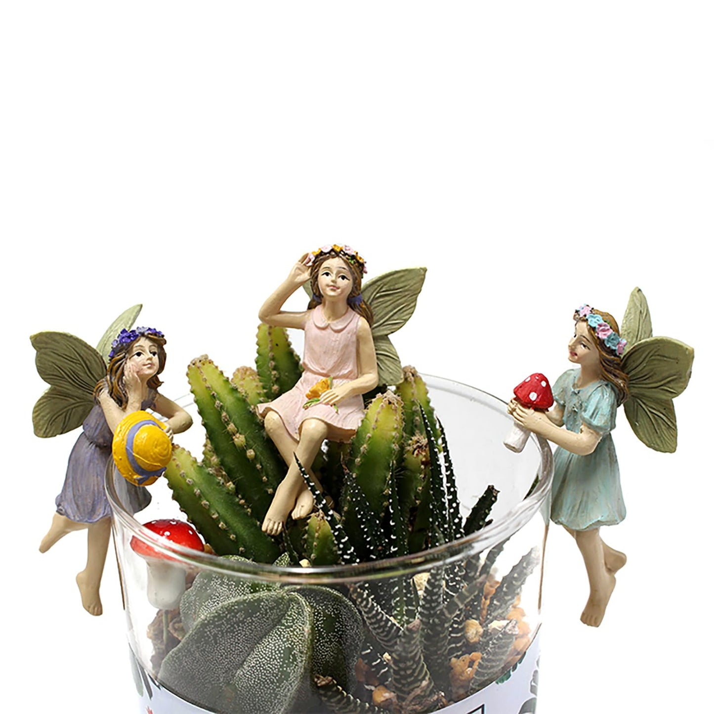 KOCNYDEY Garden Miniatures Fairies Mini Garden Figurine Set Fairies Statues Without a Stick for Outdoor Garden Yard Lawn Home Decor Lovely Resin Fairy Angel Accessories (5 Pieces)
