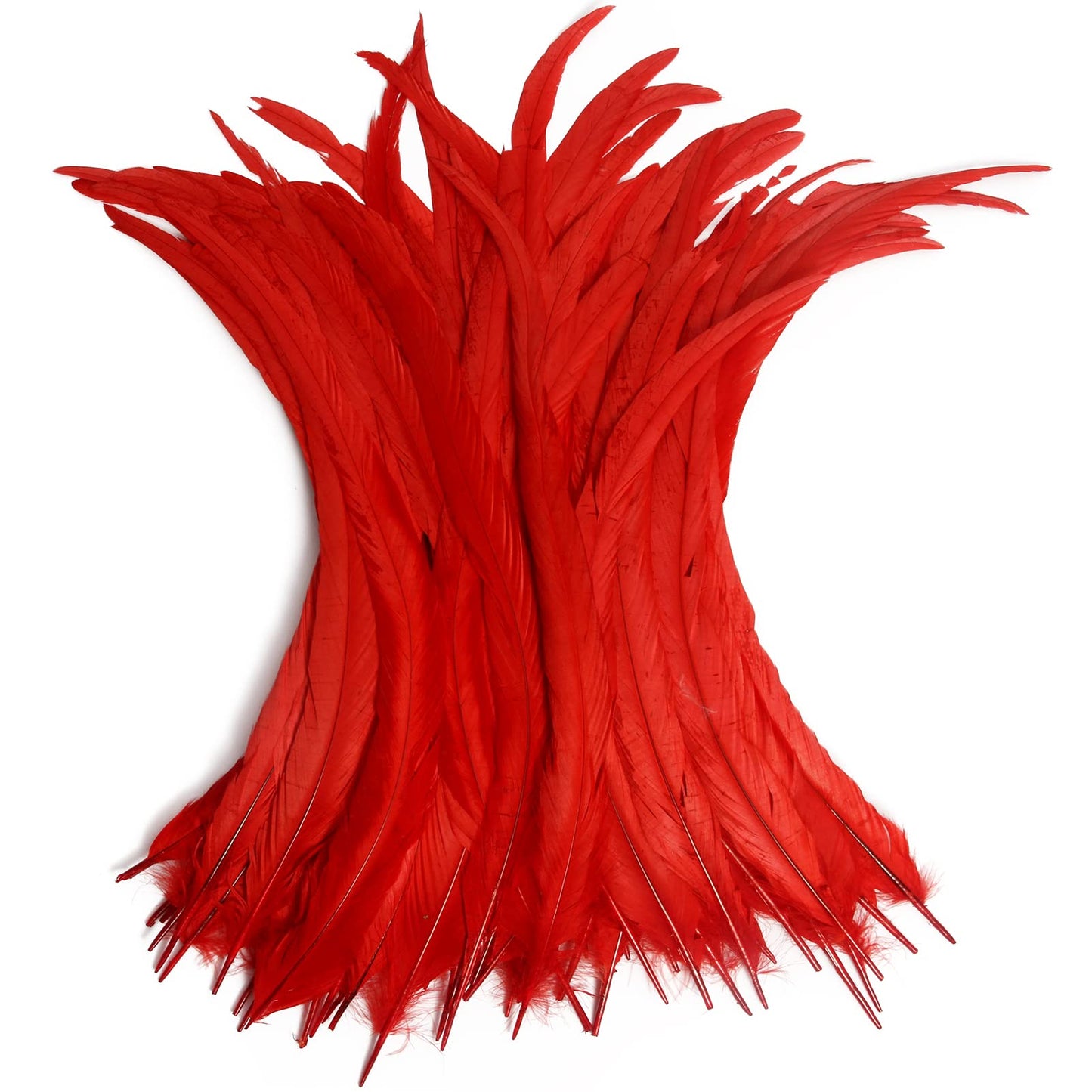 THARAHT 50PCS Rooster Coque Tail Feathers Bulk Natural 14-16Inch 35-40cm for Crafting Wedding Fly Tying Feather Party Performances DIY Decoration Rooster Tail FeatherRed