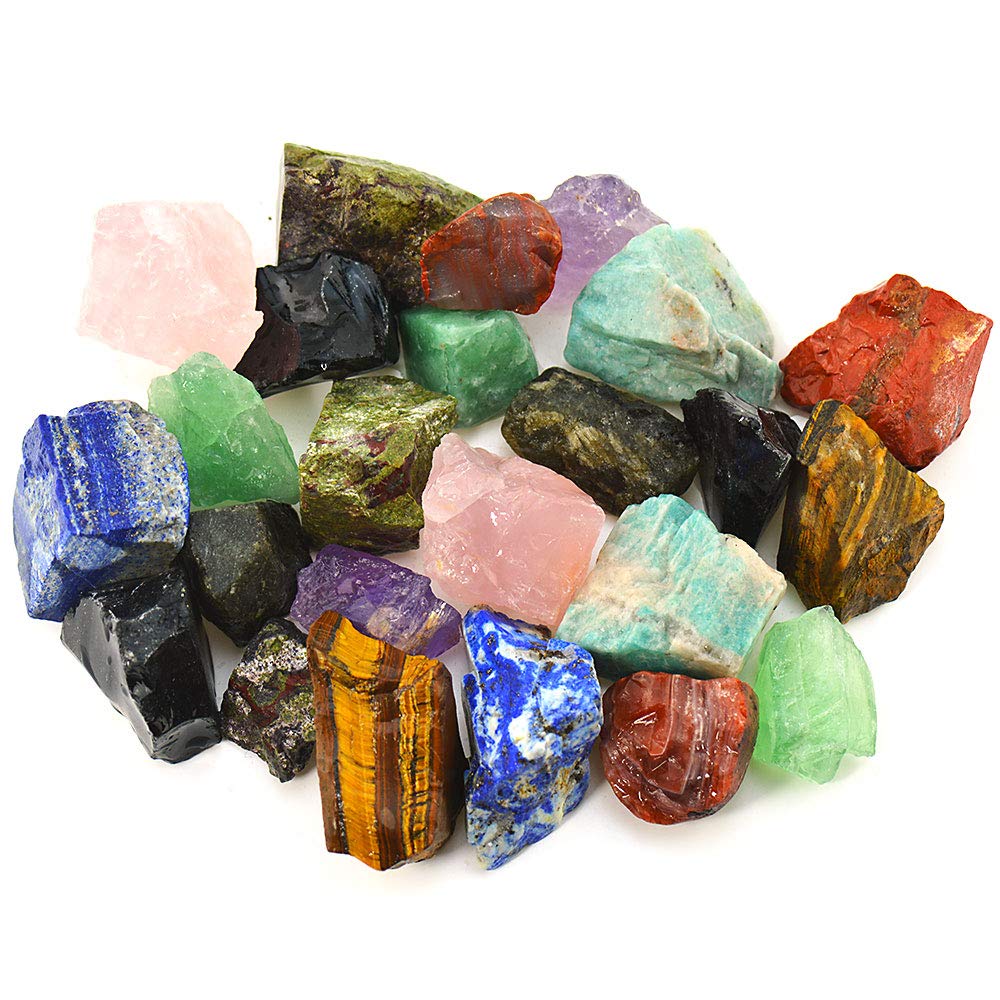 UU UNIHOM 3 lbs Bulk Rough Madagascar Stones Mix Large 1" Natural Raw Stones Crystal for Tumbling, Cabbing, Fountain Rocks, Decoration,Polishing, Wire Wrapping, Wicca Reiki Crystal Healing