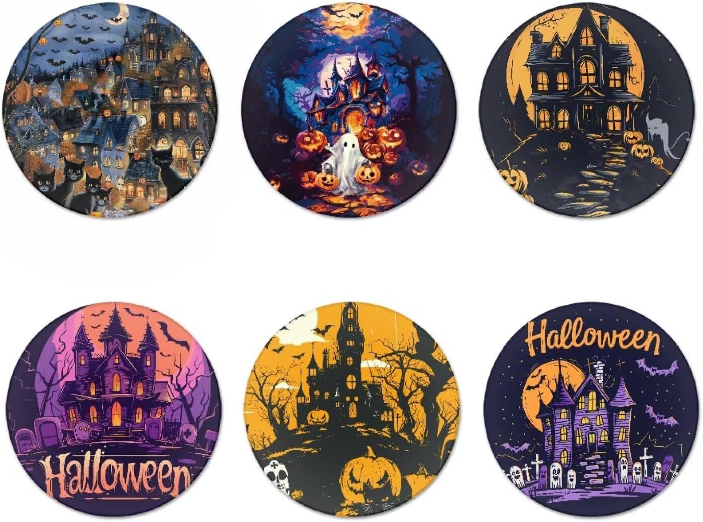 FOR U DESIGNS Set 6 Halloween Drink Coasters - of Water Absorbing Outdoor Table Coasters