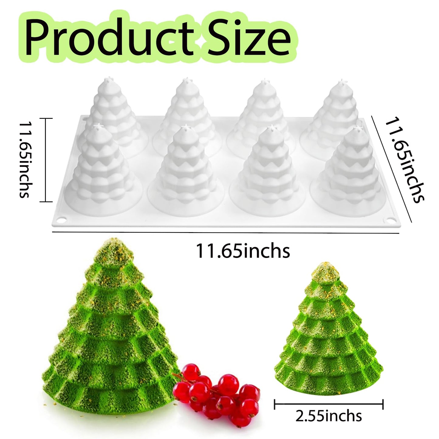 Christmas Tree Silicone Molds, Tree-Shaped Christmas Silicone Molds for Making Mousse Cakes, Chocolate Bars, Desserts and Handmade Soap
