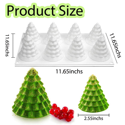 Christmas Tree Silicone Molds, Tree-Shaped Christmas Silicone Molds for Making Mousse Cakes, Chocolate Bars, Desserts and Handmade Soap