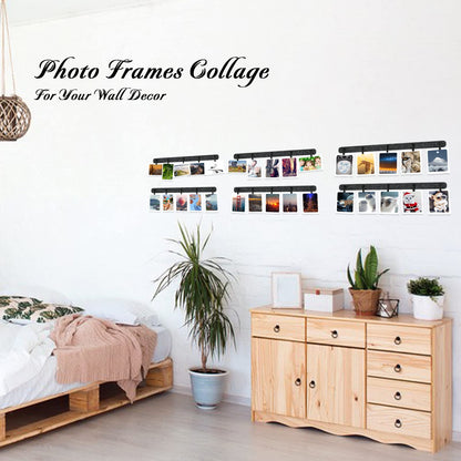 noonebutyou Picture Frames Collage Wall Decor, 6 Pcs Black Felt Lightweight Bulletin Board Strips, Photo Wall Collage Kit with 30 Clips for Photo Display, Notes, Schedules, Announcements