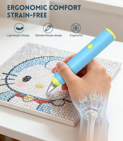 Electric Diamond Art Pen with 3-Level Vacuum Airlift Suction™ for Diamond Art Kits for Adults | No Wax Needed, Quiet & Lightweight Cordless Diamond Painting Tool for Diamond Art Accessories, Blue